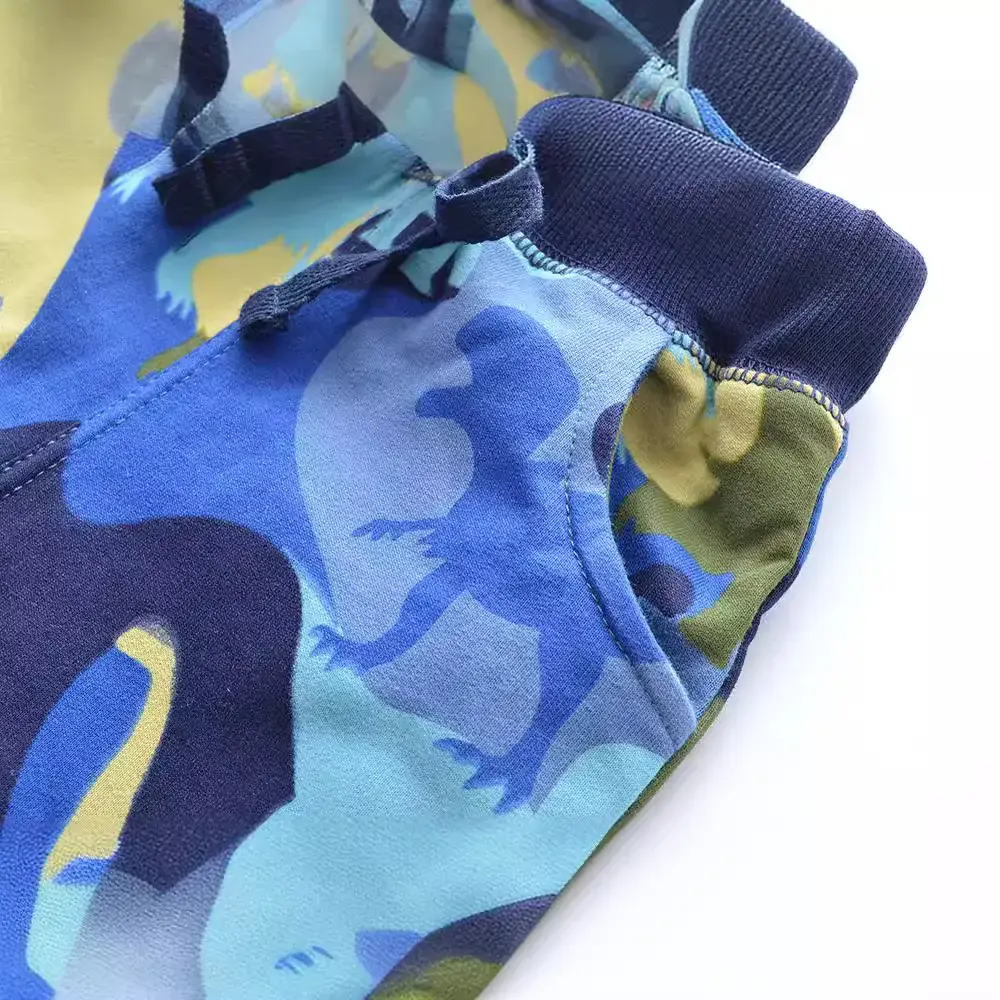 Children's Printed Cotton Pants with Knitted Toe Closure - Image 2