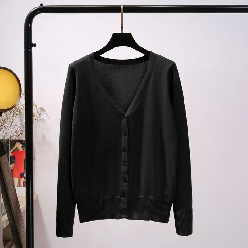 Women's Yellow V-Neck Cardigan Long Sleeve Coat