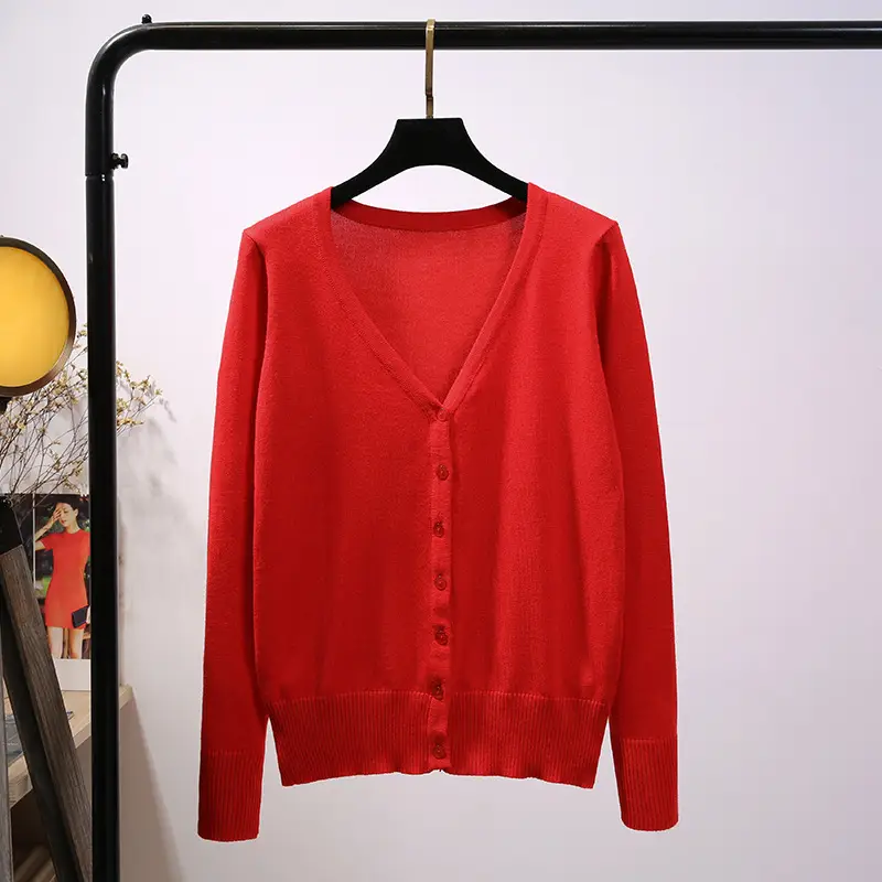 Women's Yellow V-Neck Cardigan Long Sleeve Coat
