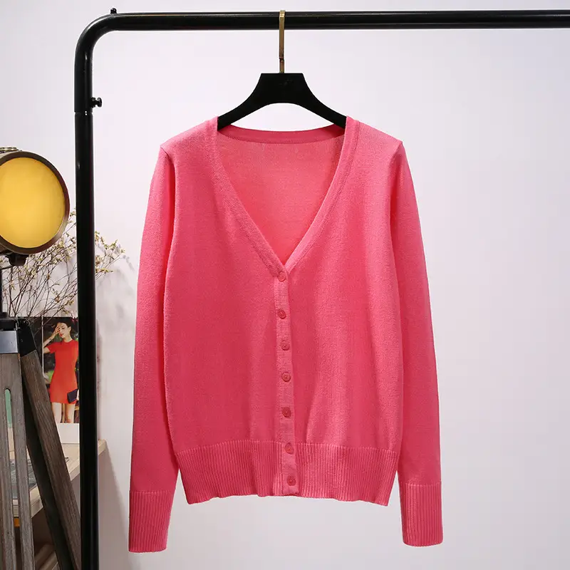 Women's Yellow V-Neck Cardigan Long Sleeve Coat