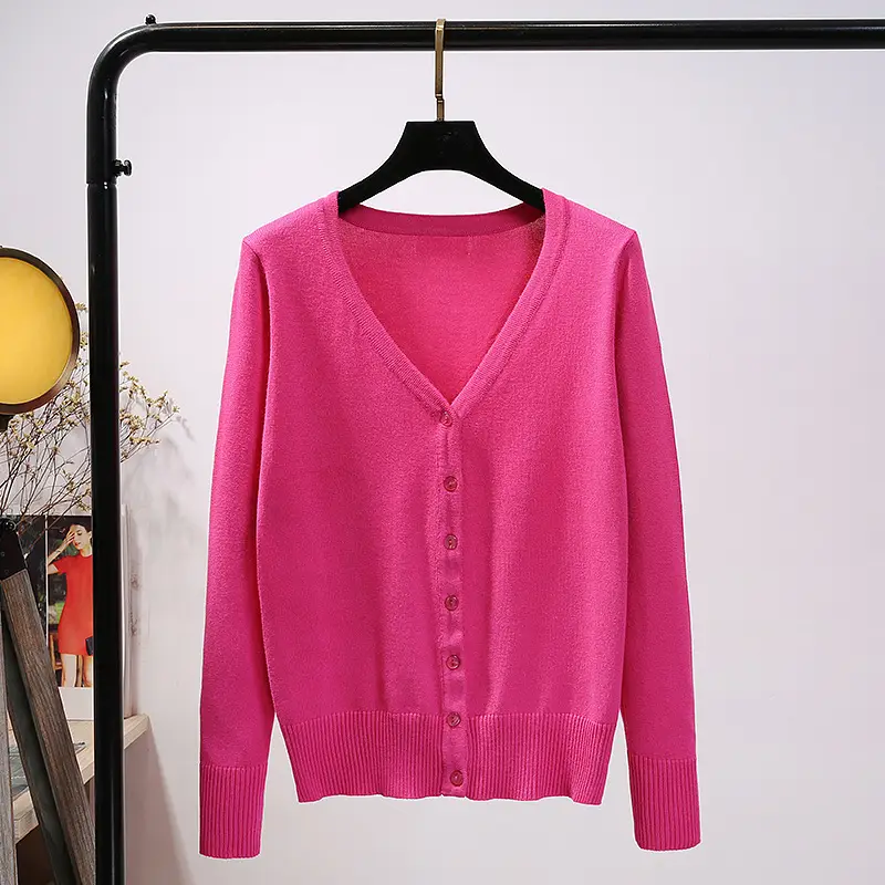 Women's Yellow V-Neck Cardigan Long Sleeve Coat