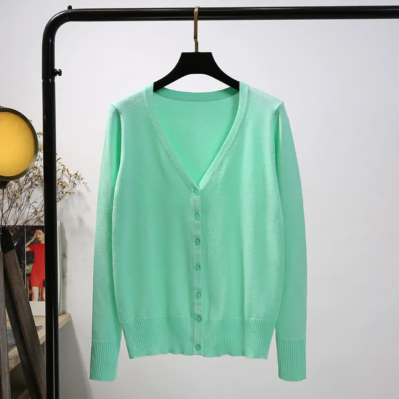 Women's Yellow V-Neck Cardigan Long Sleeve Coat