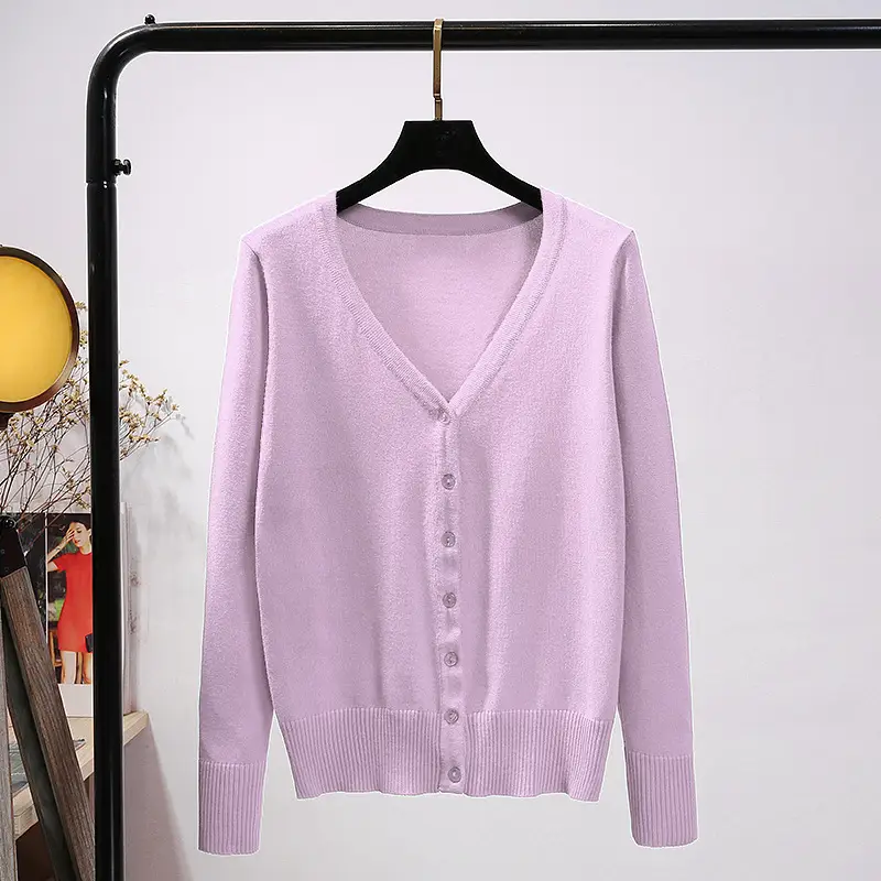 Women's Yellow V-Neck Cardigan Long Sleeve Coat