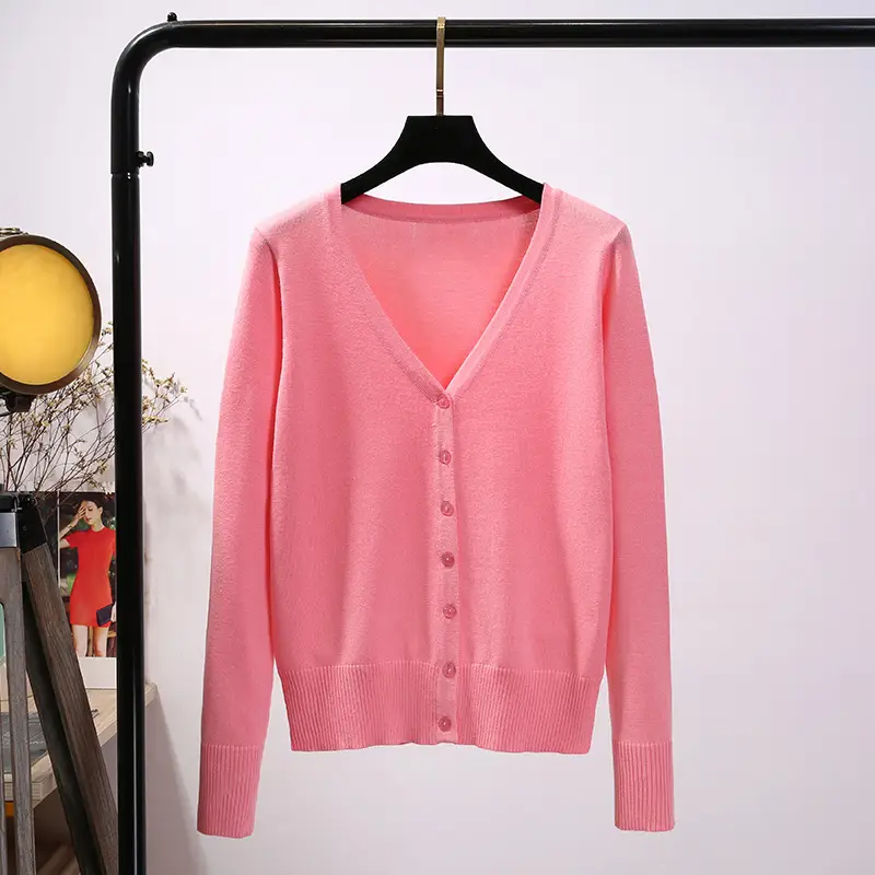 Women's Yellow V-Neck Cardigan Long Sleeve Coat
