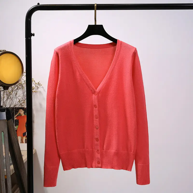 Women's Yellow V-Neck Cardigan Long Sleeve Coat