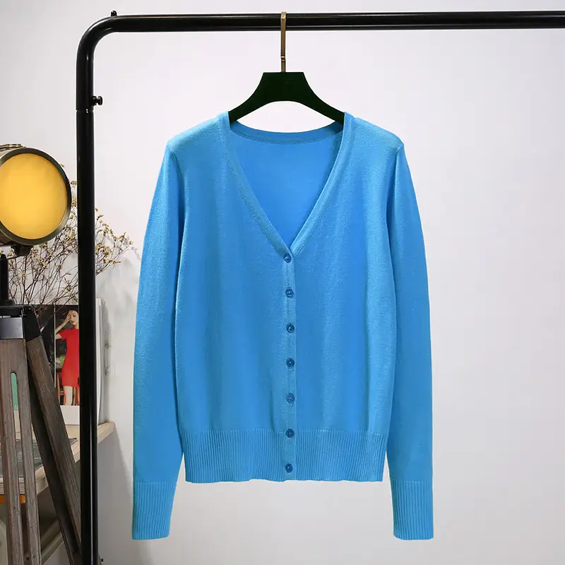 Women's Yellow V-Neck Cardigan Long Sleeve Coat