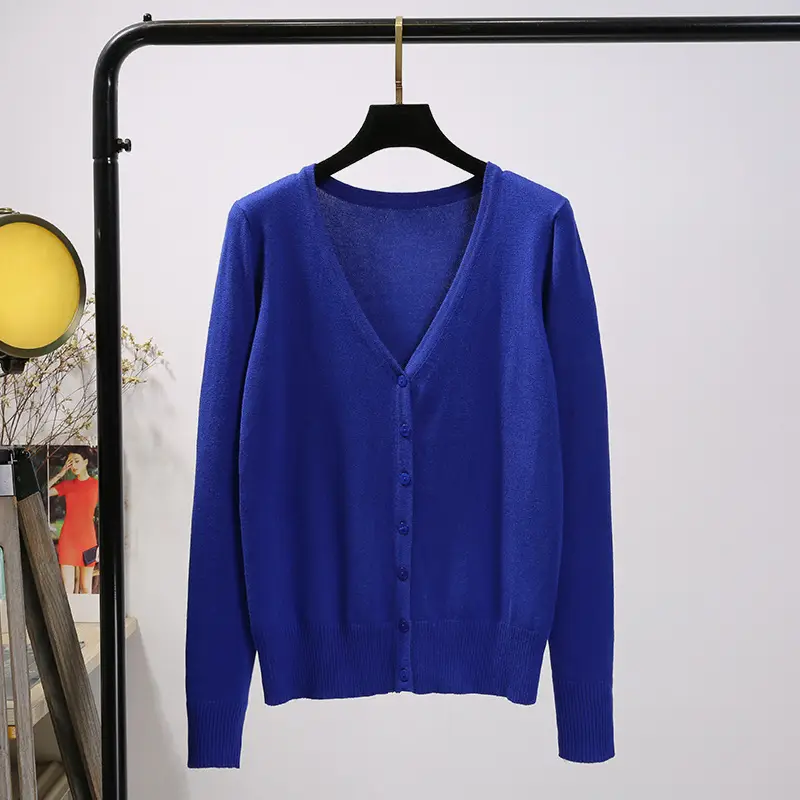 Women's Yellow V-Neck Cardigan Long Sleeve Coat