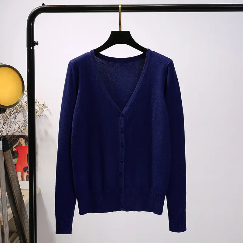 Women's Yellow V-Neck Cardigan Long Sleeve Coat