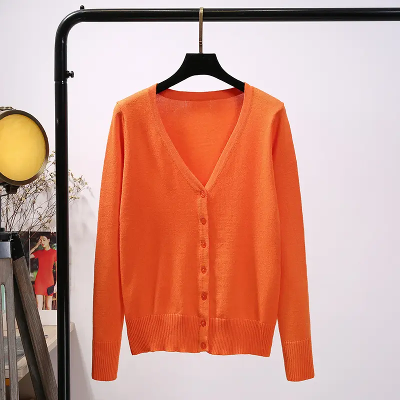Women's Yellow V-Neck Cardigan Long Sleeve Coat