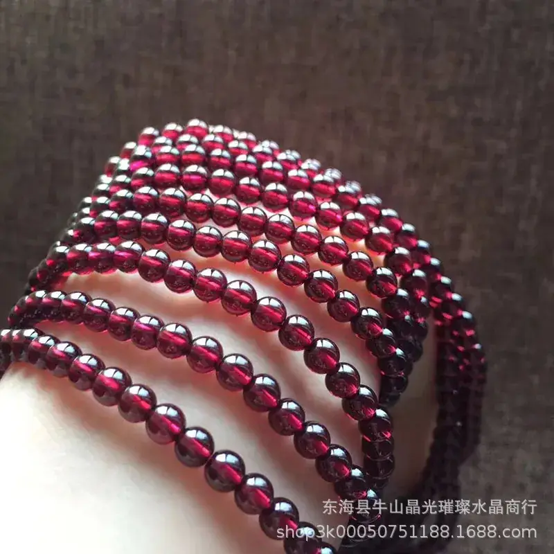 Natural Wine Red Garnet Bracelet with Crystal Beads - Image 8