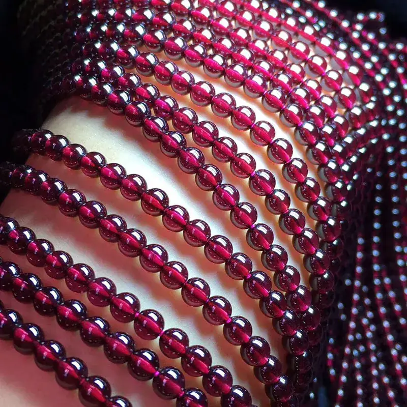 Natural Wine Red Garnet Bracelet with Crystal Beads - Image 10