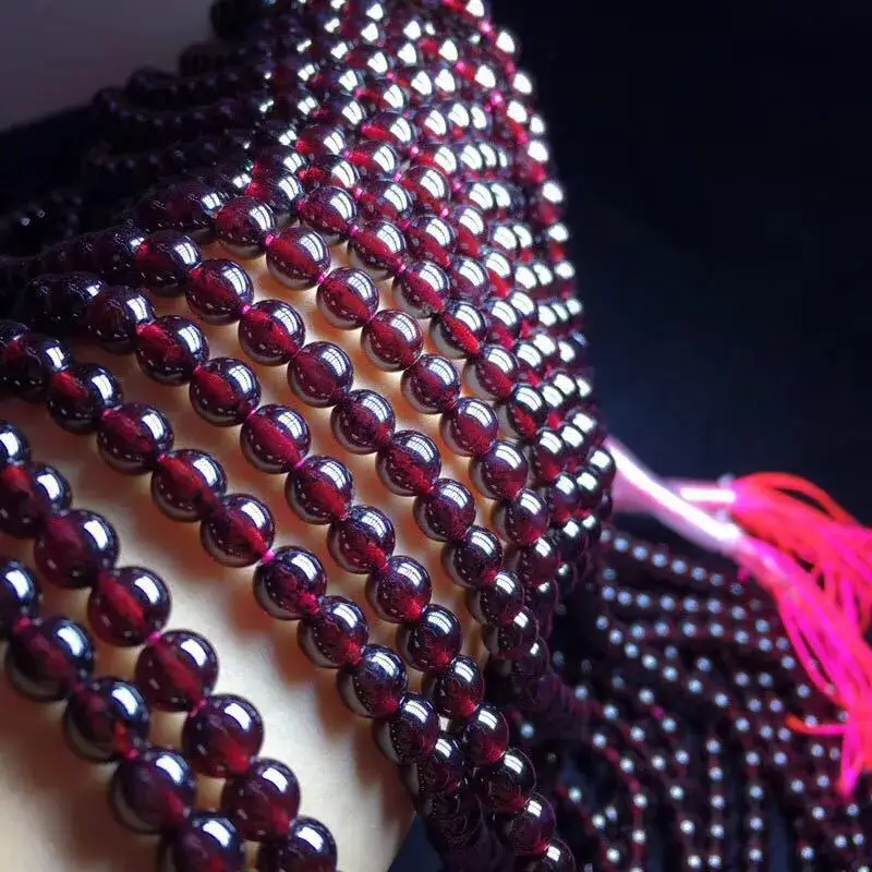 Natural Wine Red Garnet Bracelet with Crystal Beads - Image 2