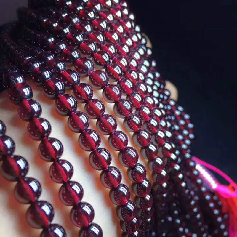 Natural Wine Red Garnet Bracelet with Crystal Beads - Image 4