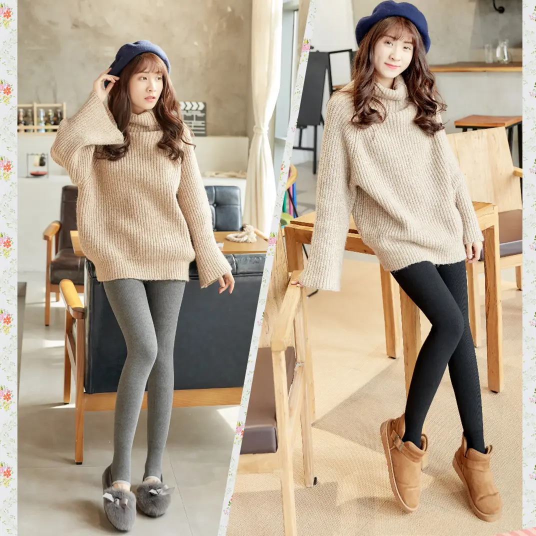 Women's Warm Vertical Stripe Leggings Set - Image 8