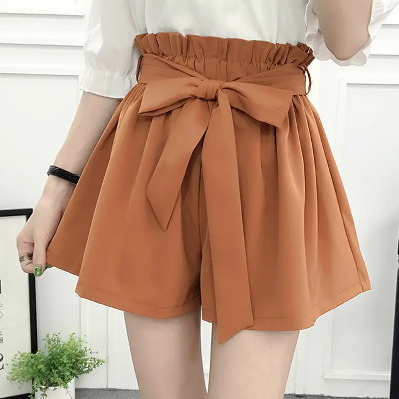 Women's Pink High Waist Loose Leg Shorts