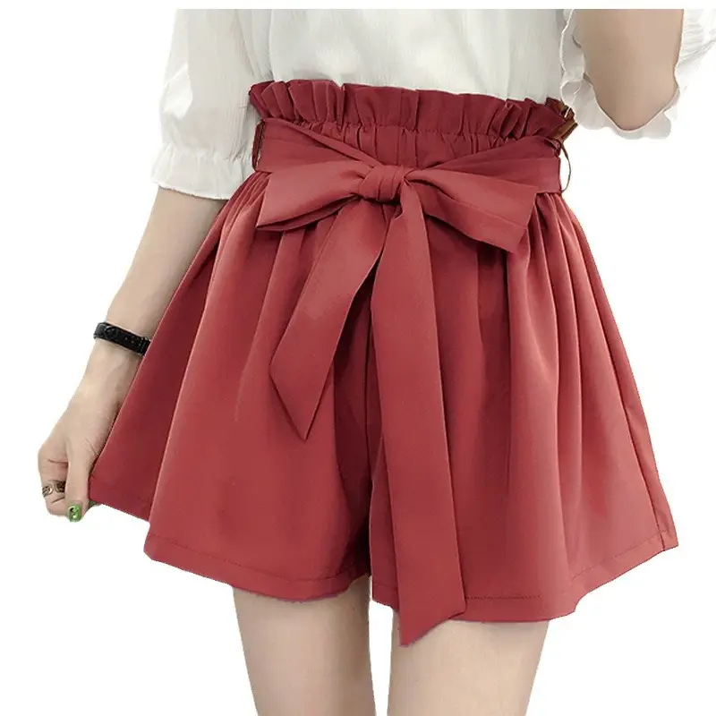 Women's Pink High Waist Loose Leg Shorts