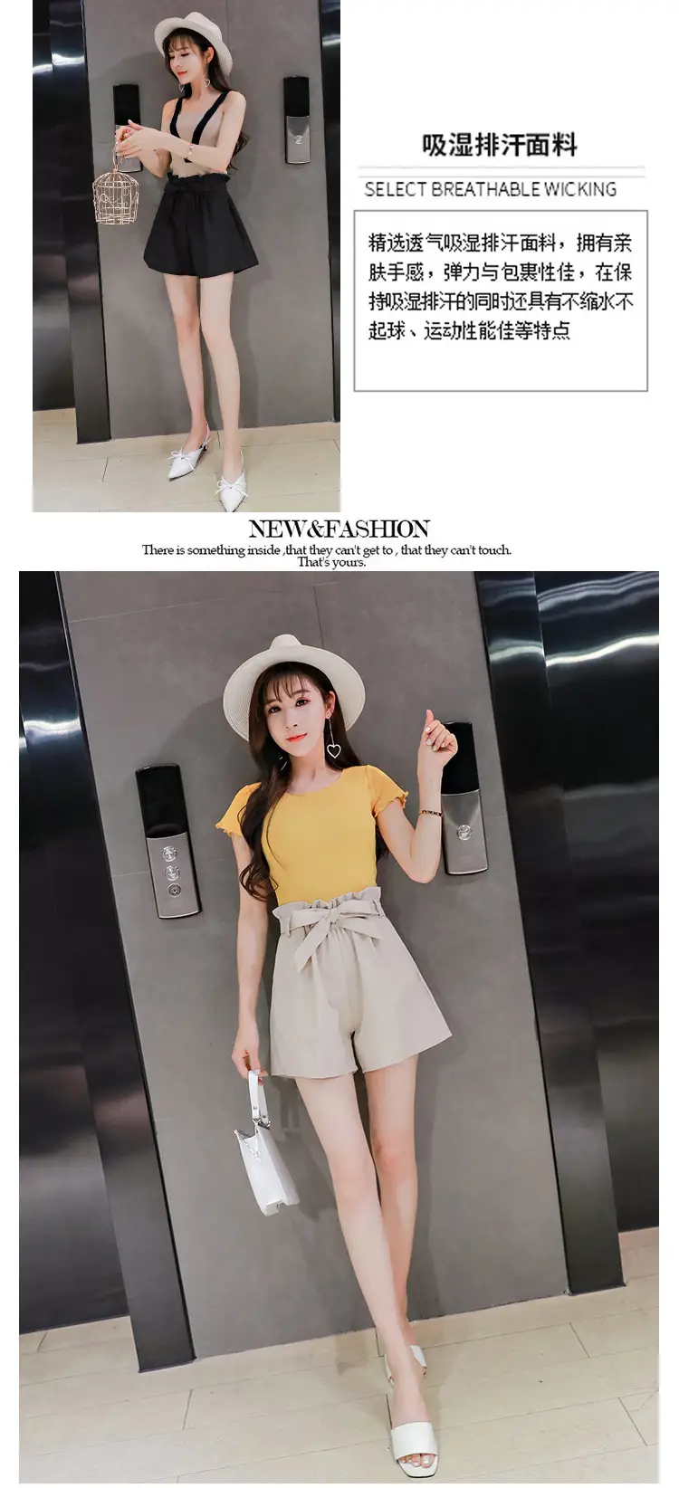 Women's Pink High Waist Loose Leg Shorts — feature 10