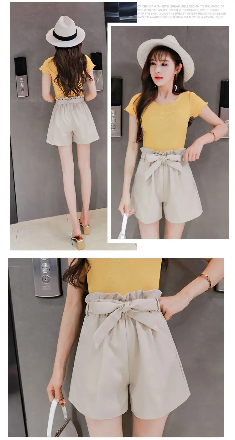 Women's Pink High Waist Loose Leg Shorts — feature 12