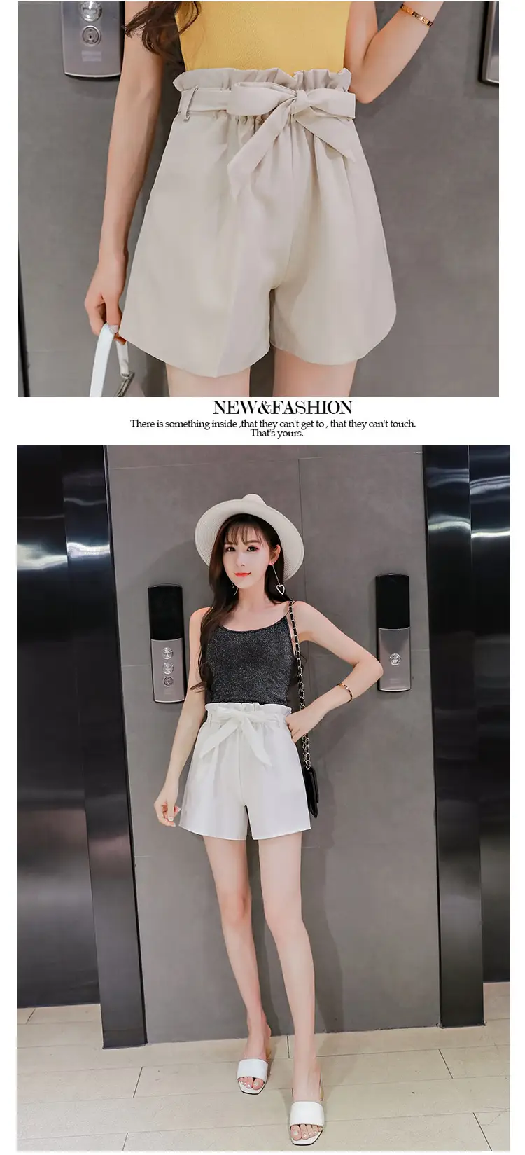 Women's Pink High Waist Loose Leg Shorts — feature 13