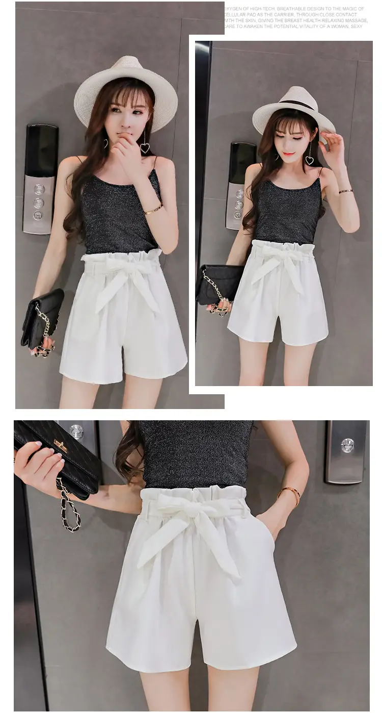 Women's Pink High Waist Loose Leg Shorts — feature 15