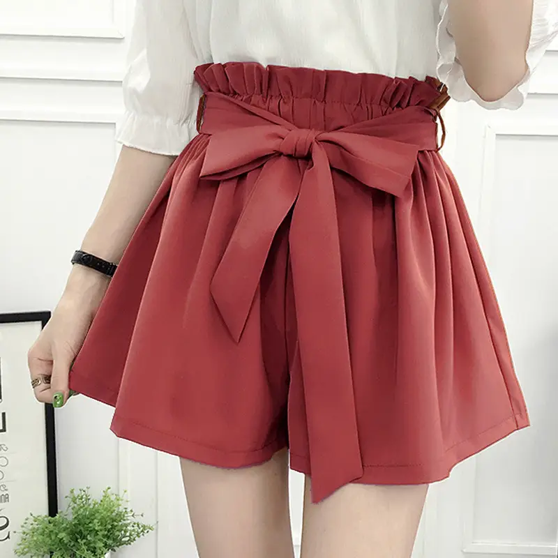 Women's Pink High Waist Loose Leg Shorts