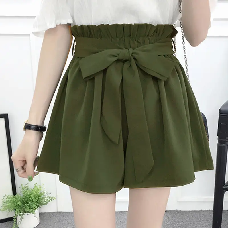 Women's Pink High Waist Loose Leg Shorts