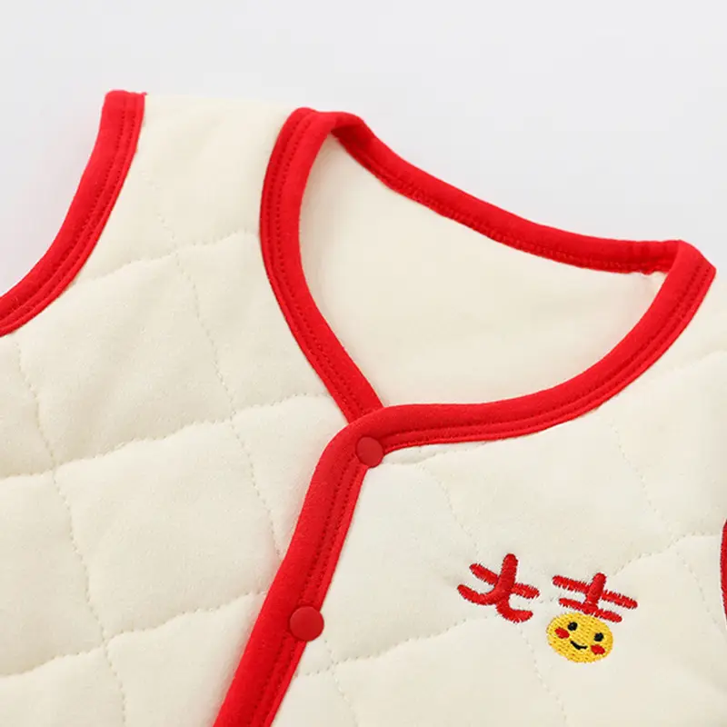 Thickened Red V-Neck Baby Vest for 0-3 Months - Image 8