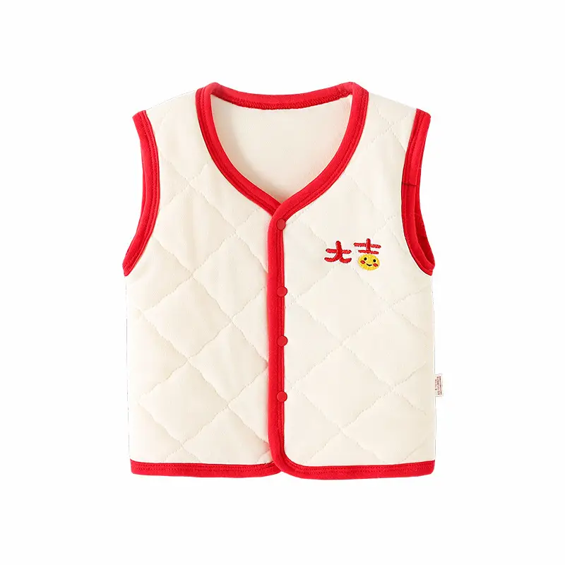 Thickened Red V-Neck Baby Vest for 0-3 Months - Image 4