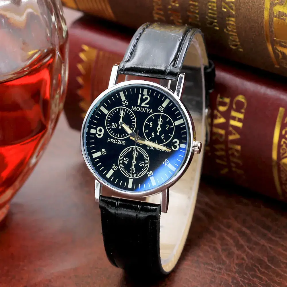 Brown Leather Watch for Men Women Quartz 3D Display - Image 6