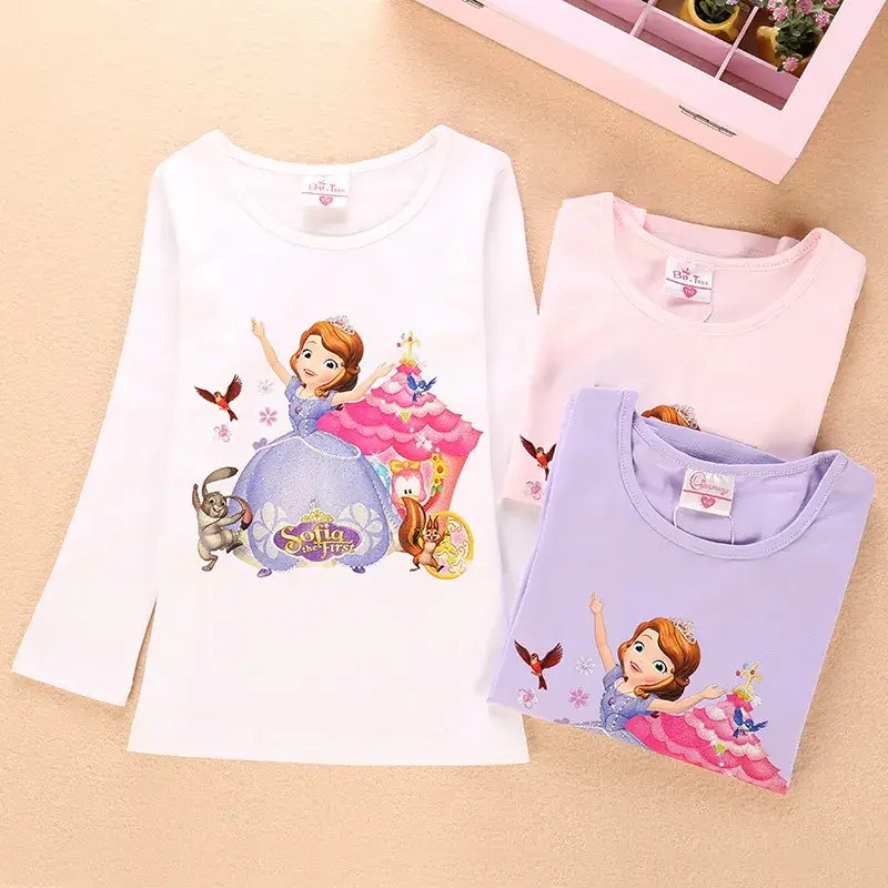 Girls Princess Print Long Sleeve T-Shirt Pink - Image 4