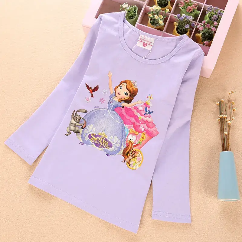Girls Princess Print Long Sleeve T-Shirt Pink - Image 3