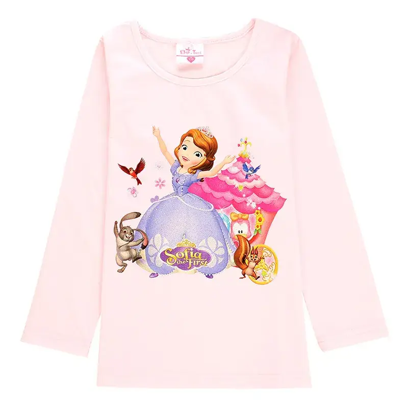Girls Princess Print Long Sleeve T-Shirt Pink - Image 5