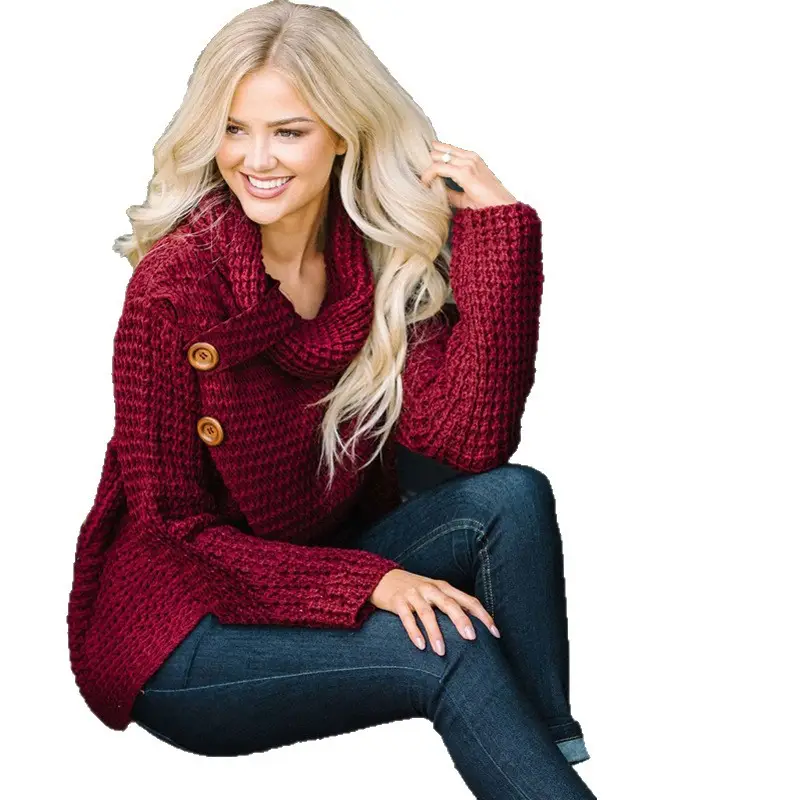 2025 Knitted Turtleneck Sweater Blue Women