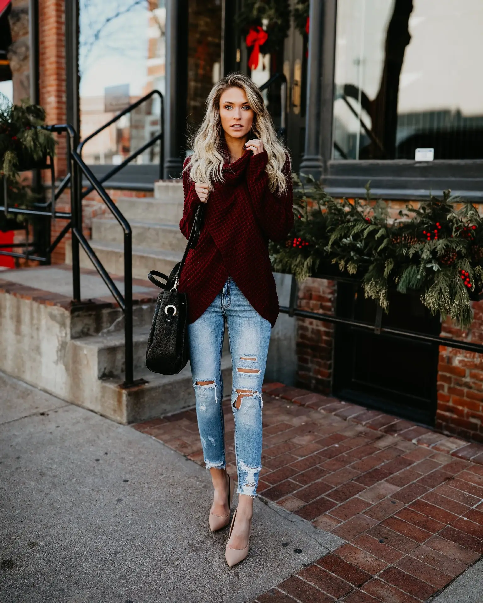 2025 Knitted Turtleneck Sweater Blue Women — feature 4