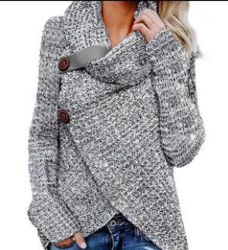 2025 Knitted Turtleneck Sweater Blue Women