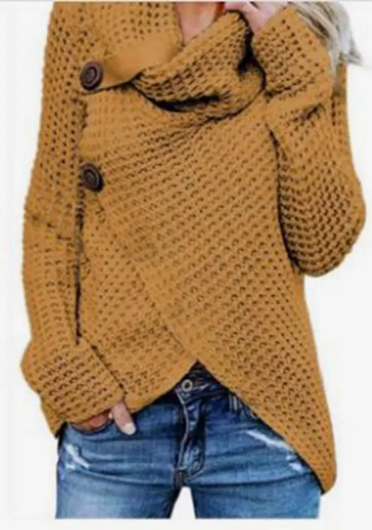 2025 Knitted Turtleneck Sweater Blue Women