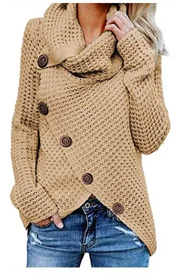 2025 Knitted Turtleneck Sweater Blue Women