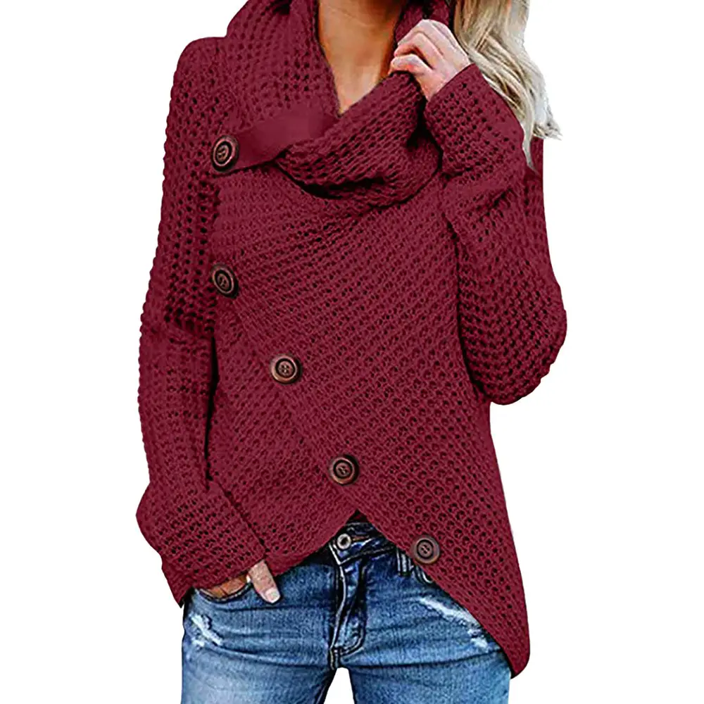 2025 Knitted Turtleneck Sweater Blue Women
