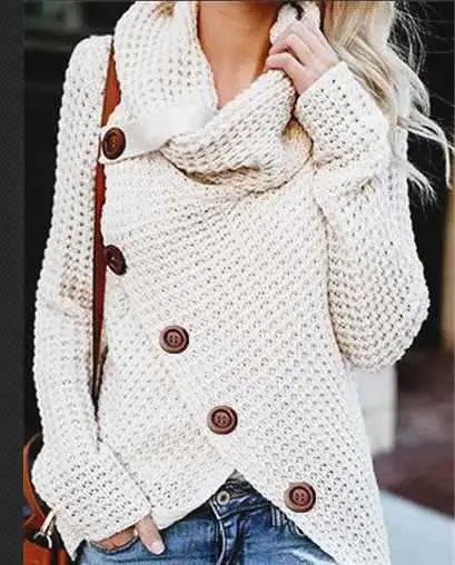 2025 Knitted Turtleneck Sweater Blue Women