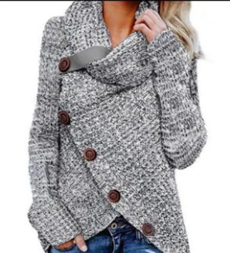 2025 Knitted Turtleneck Sweater Blue Women