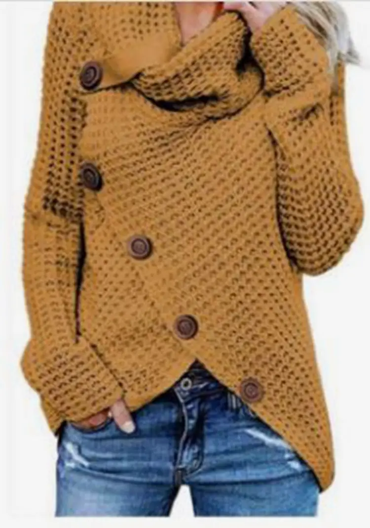 2025 Knitted Turtleneck Sweater Blue Women