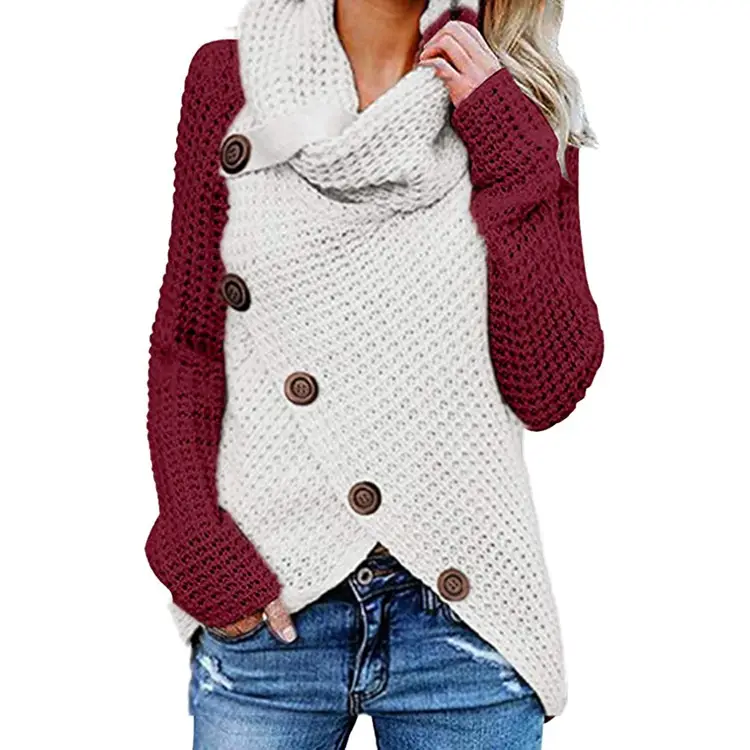 2025 Knitted Turtleneck Sweater Blue Women