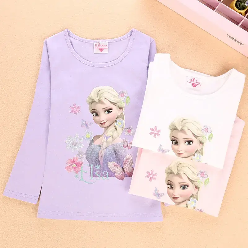Cartoon Print Long Sleeve T-Shirt for Girls Pink - Image 7