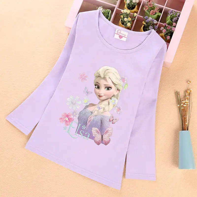 Cartoon Print Long Sleeve T-Shirt for Girls Pink - Image 3