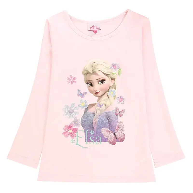 Cartoon Print Long Sleeve T-Shirt for Girls Pink - Image 8