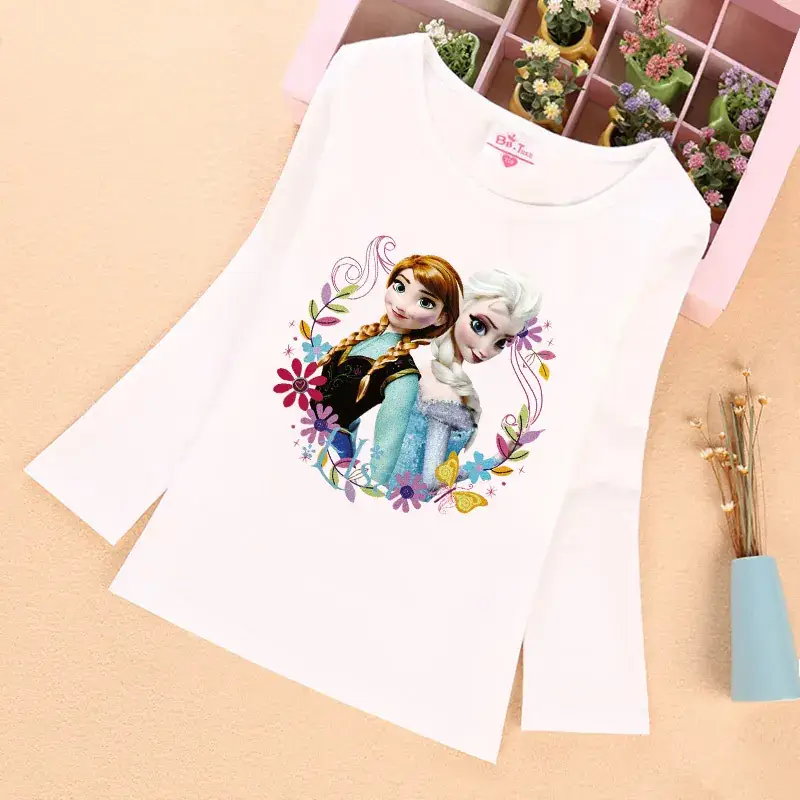 Cartoon Print Long Sleeve T-Shirt for Girls Pink - Image 4