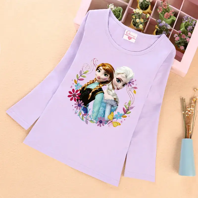 Cartoon Print Long Sleeve T-Shirt for Girls Pink - Image 6