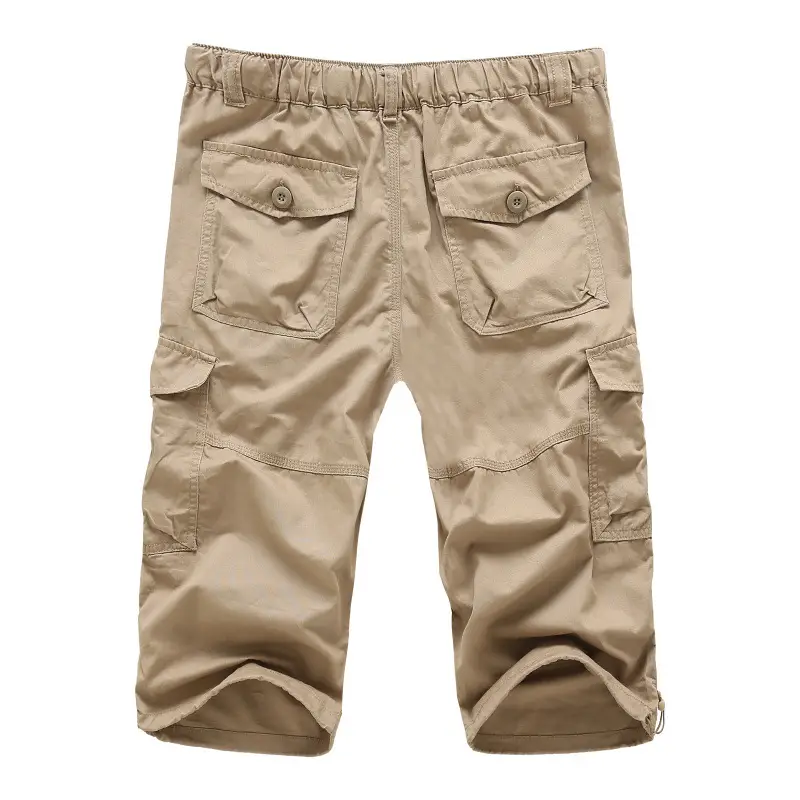 Men's Black Multi-Pocket Cropped Pants Pure Cotton - Image 9
