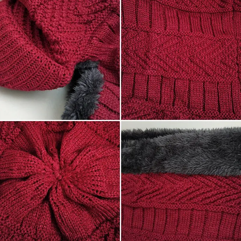 Men Winter Knitted Balaclava Cap with Balmack Fur - Image 8