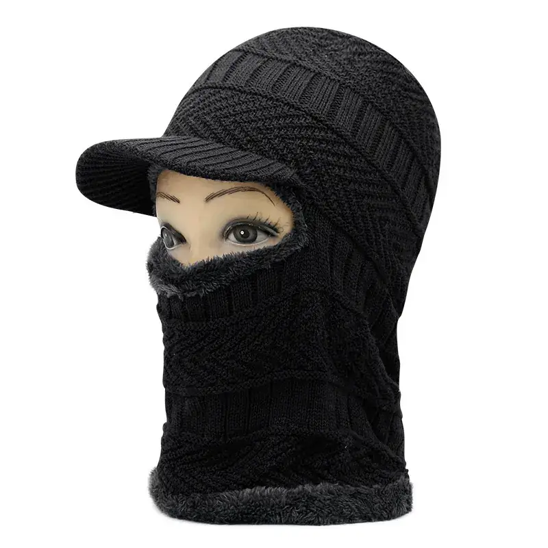 Men Winter Knitted Balaclava Cap with Balmack Fur - Image 9